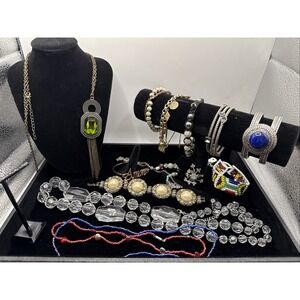 Vintage Lot of 15 Necklaces, Bracelets, Earrings And/or Brooches See Pics